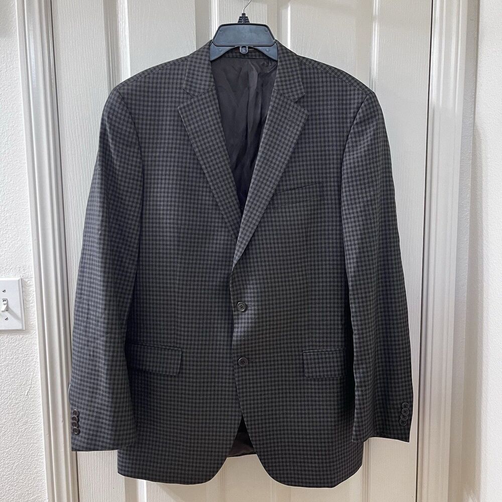 Peter Millar Plaid 100% Wool Blazer Sport Coat Union Made in Canada Men's 44T